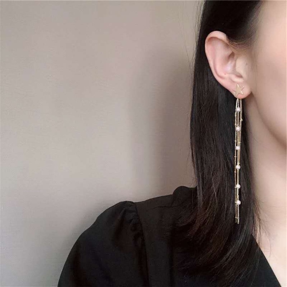 Shooting Star Pearls Start Drop Earrings - Picture 2 of 11